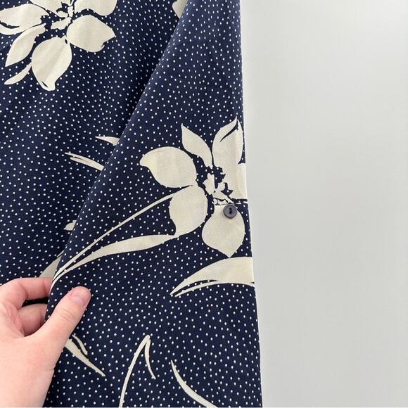 Loyd/Ford Navy Blue & Off White Floral Print Shift Dress Size 4 - Picture 4 of 9